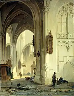 Interior de iglesia (1844). Óleo sobre panel.