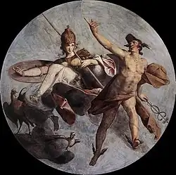 Frescos del castillo de Praga (Hermes y Atenea, de Spranger, ca. 1585).