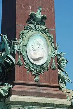 Medallón de mármol blanco con la efigie de Jules Anspach de Paul De Vigne