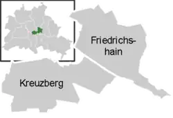 Mapa del distrito de Friedrichshain-Kreuzberg