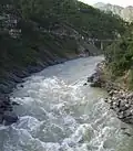 El turbulento Bhagirathi cuando entra en Devprayag.