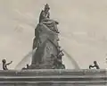 La fuente de Bismarck en Flensburg con Germania inaugurada en 1903 y realizada por Helmuth Schievelkamp.