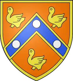 Escudo de la comuna francesa de Lamorlaye, con campo naranjado