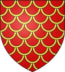 Papelonado de oro y gules: Describe una figura en forma de semicírculo, en un escudo de armas.[2]​