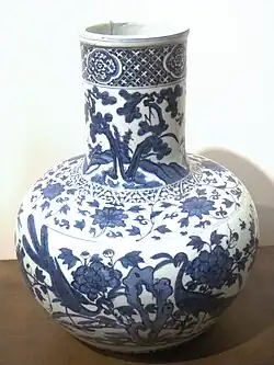Jarra azul y blanca, del emperador Wanli (1573-1620) Ming.