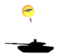 Un submunition explota por encima de un tanque