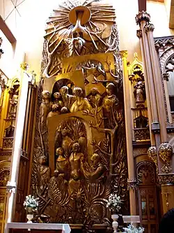 Retablo de bronce de la basílica de Notre-Dame de Montreal, de Charles Daudelin (1978-1982).