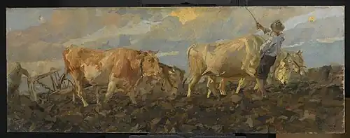 Bueyes arando, ca. 1911