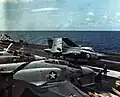 Un Buccaneer del Ark Royal, a bordo del Roosevelt durante su crucero por el Mediterráneo en 1972