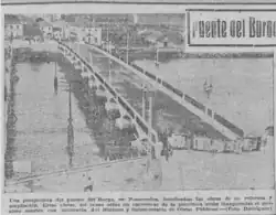 Final de las obras en 1954, con el puente de madera a la izquierda