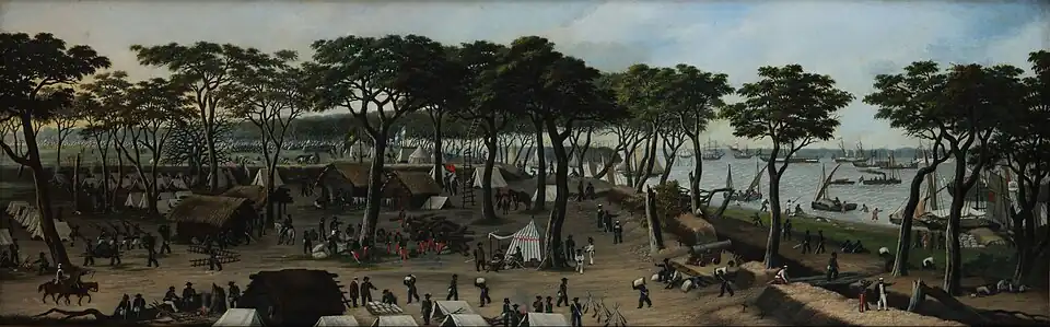 Vista interior de Curuzú mirado de aguas arriba (norte a sur) el 20 de septiembre de 1866, de Cándido López. 1891. Museo Nacional de Bellas Artes