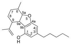Chemical structure of a CBE-type cannabinoid.