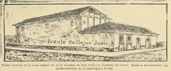 Diagrama de la casa en donde se encontraban los autores del atentado. Grabado de E. Bravo en La Locomotora.[34]​