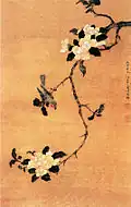 Camelia y un Pájaro Solitario, de Zhou Shuxi (1624-1705)