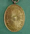 Medalla entregada por la Nación Argentina al Ejército del Sud por la Campaña al Río Negro (posterior).