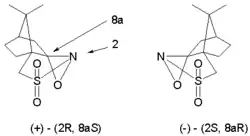 Dos isómeros ópticos de camphorsulfonyl oxaziridine