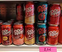 Latas de Dr Pepper de varios sabores