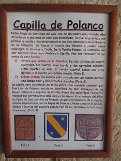 Placa heráldica en la capilla de Polanco