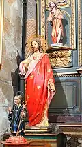 Tallas de San Benito, el Sagrado Corazón de Jesús y San Juan Bautista.