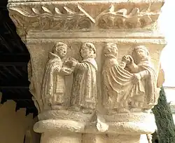 Saludos y bienvenidas entre monjes.