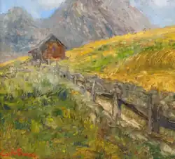 Carlo Bazzi, "Lierna Lake Como", oil on canvas