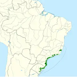 Distribución geográfica del cotinga encapuchado.