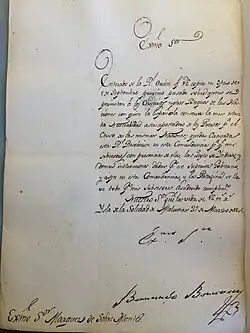 Carta de Bonavía a Rafael de Sobremonte tomando nota de la orden de no permitir desembarco de ninguna nación neutral en las islas Malvinas en 1805.