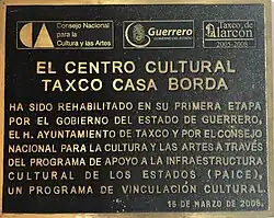 Placa conmemorativa.