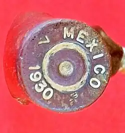 Casquillo de bala fabricado en México.