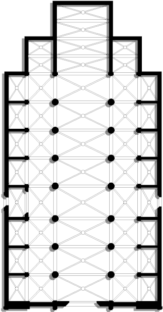 Catedral de Palma de Mallorca, gótica (planta de salón -el modelo alemán se denomina Hallenkirche-).