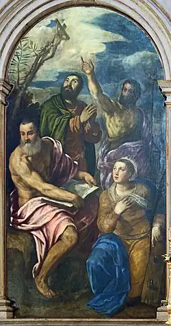 Catalina de Alejandría con los santos Jerónimo, Juan Bautista, Santiago Apóstol, iglesia de San Francesco della Vigna (Venecia)