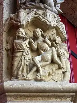 Nacimiento de Eva, en el pórtico de Amiens.