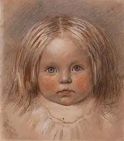 Retrato de la segunda hija del artista (Catherine Madox Brown) por Ford Madox Brown, 1852, Walker Art Gallery, 19   cm x 16.5   cm, número de acceso WAG10507