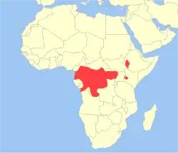 Distribución del cercopiteco de Brazza