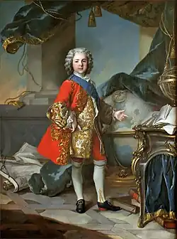 Retrato de Luis de Francia, Delfín de Luis XV, c.1738, óleo sobre lienzo, 195x144 cm, Palacio de Versalles