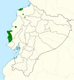 Distribución geográfica del colibrí de Esmeraldas
