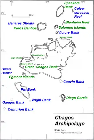 Mapa del archipiélago de Chagos