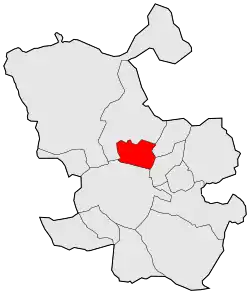 Término municipal de Chamartín de la Rosa (en rojo) con respecto al actual término municipal de Madrid