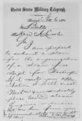 Estados Unidos: Telégrafo militar de Estados Unidos, telegrama a Abraham Lincoln (1861).