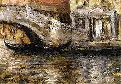 Góndolas en el canal veneciano (1913)