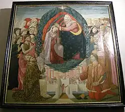 Pintura de la Coronación de la Virgen y Santos
