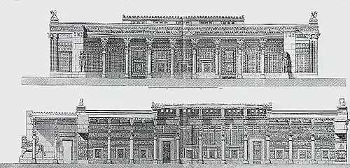 El Palacio de las Cien Columnas reconstruido por Charles Chipiez (1884).