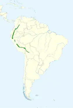 Distribución geográfica del clorospingo bigotudo.