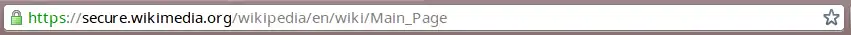 Barra de direcciones de Google Chrome al visitar el sitio seguro principal de Wikimedia, visto desde Chrome OS.