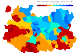 Crecimiento de la población por municipio entre 1998 y 2008