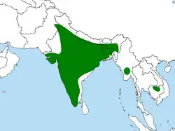 Distribución de la especie en verde oscuro