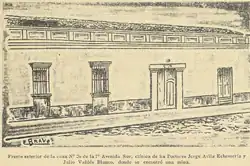 Diagrama de la clínica de los doctores Valdés Blanco y Ávila Echeverría. Allí también se encontró una mina activada. Grabado de E. Bravo en La Locomotora.[42]​