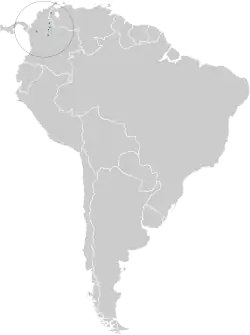 Distribución geográfica del batará piquicurvo.