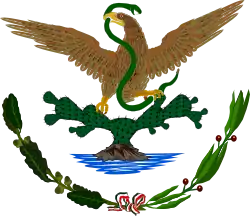Escudo Nacional Mexicano usado entre 1909 y 1916, diseñado por Juan de Dios Fernández, llamado el «Águila del Centenario».