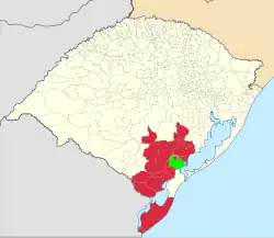 Zona de transmisión de RBS TV Pelotas.